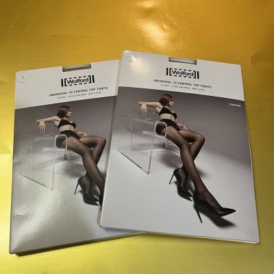 $65 Wolford Women's Beige Solid Individual 10 Control Top Pantyhose Size L (2)